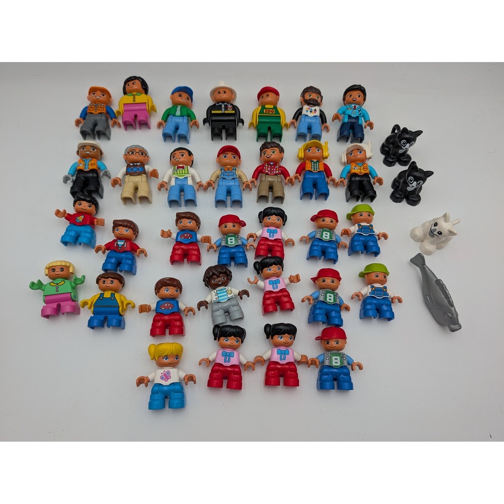 LEGO Duplo Figure Lot People Animals Workers Children 36 Piece